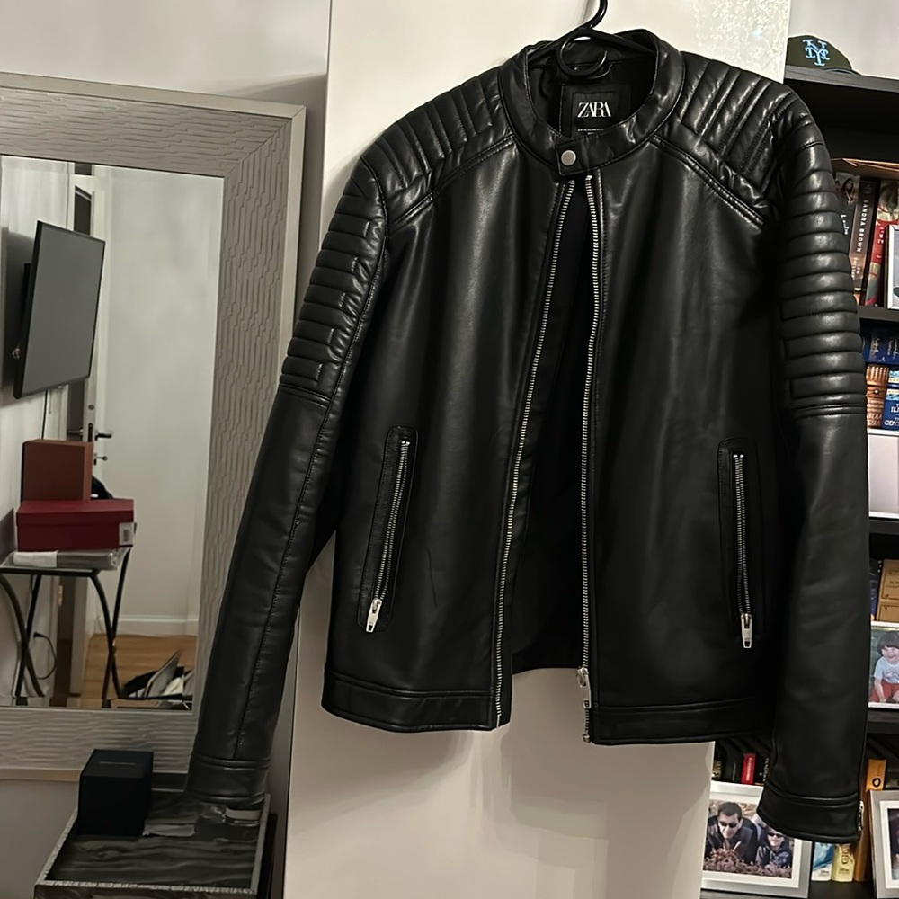 Zara faux leather jacket men